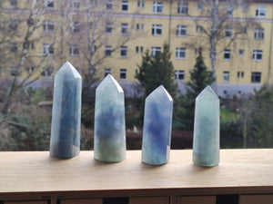 Blauer Fluorit ~ Kristall Point Spitze Turm Obelisk ~ Magische Edelstein Deko Massagestab Crystal HIPPIE GOA Ethno Heilstein Naturschatz - Art of Nature Berlin