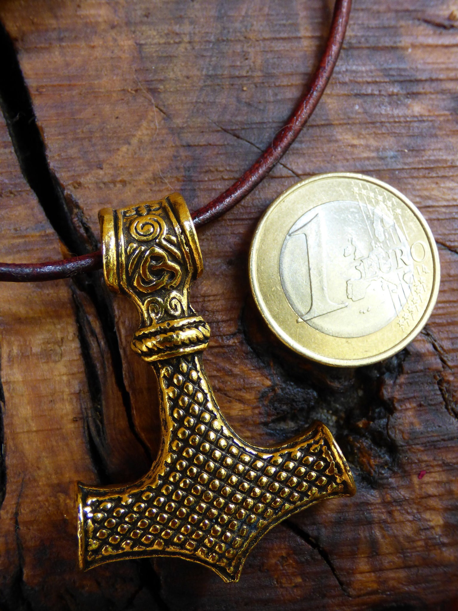 Massiver Viking Odins Hammer Anhänger Kette ~ Amulett Kette~Goa~Hippie~Boho~Ethno~Vintage~Life~Bronze~Keltisch~Spirale~Muster~Thor