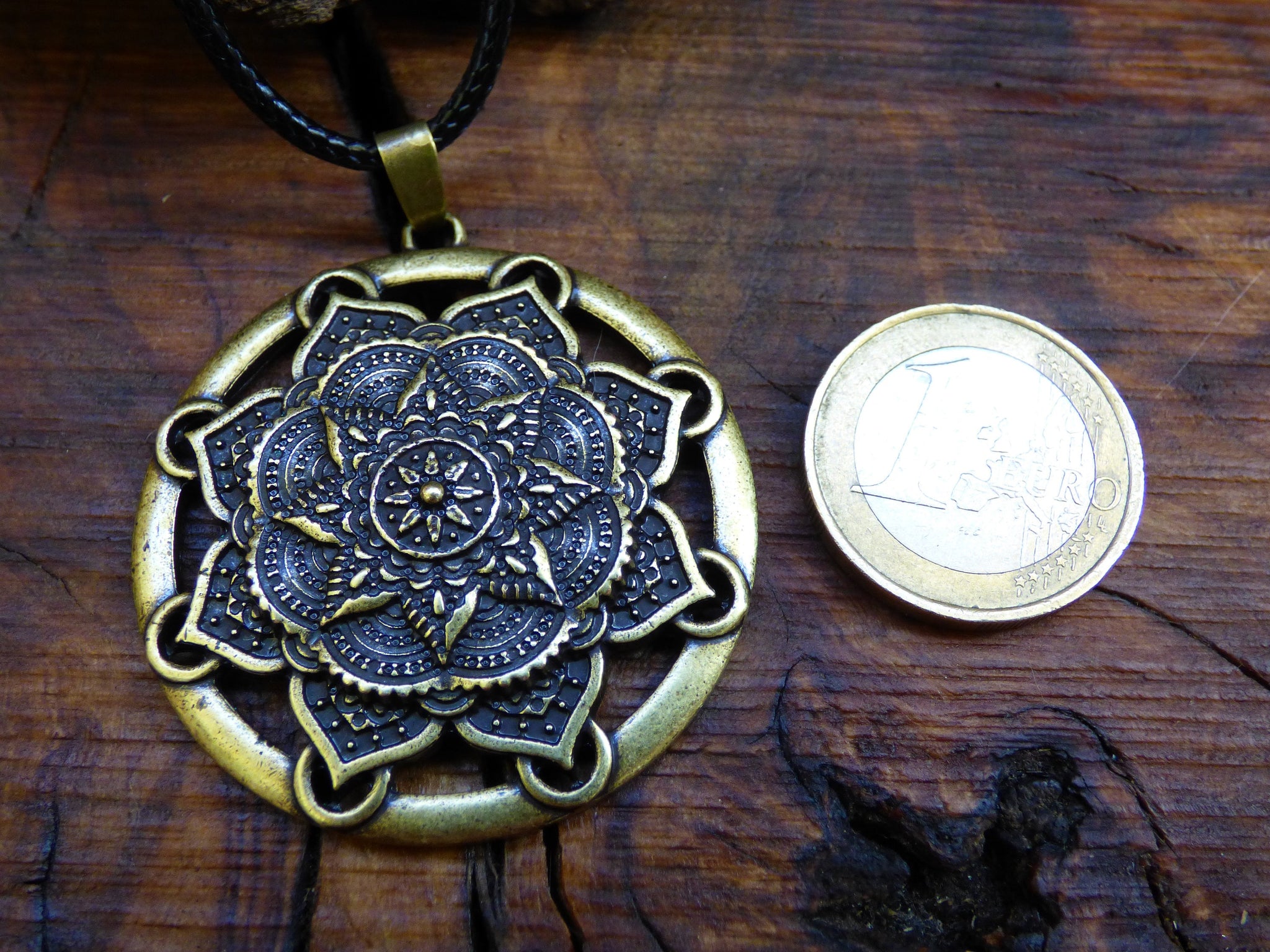 Mandala Blumen Stern Amulet Kette (4) Antik Bronze ~Tibet ~HIPPIE ~GOA ~Boho ~Tibet  ~Ethno ~Nature ~Esoterik ~Ethnic ~Indian