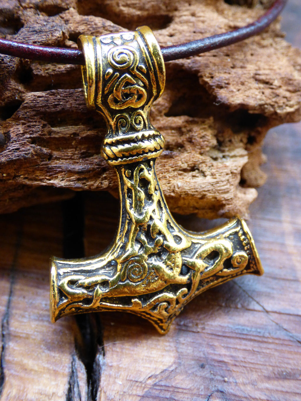 Collier pendentif marteau d'Odin Viking solide ~ Collier amulette ~ Goa ~ Hippie ~ Boho ~ Ethnique ~ Vintage ~ Vie ~ Bronze ~ Celtique ~ Spirale ~ Motif ~ Thor