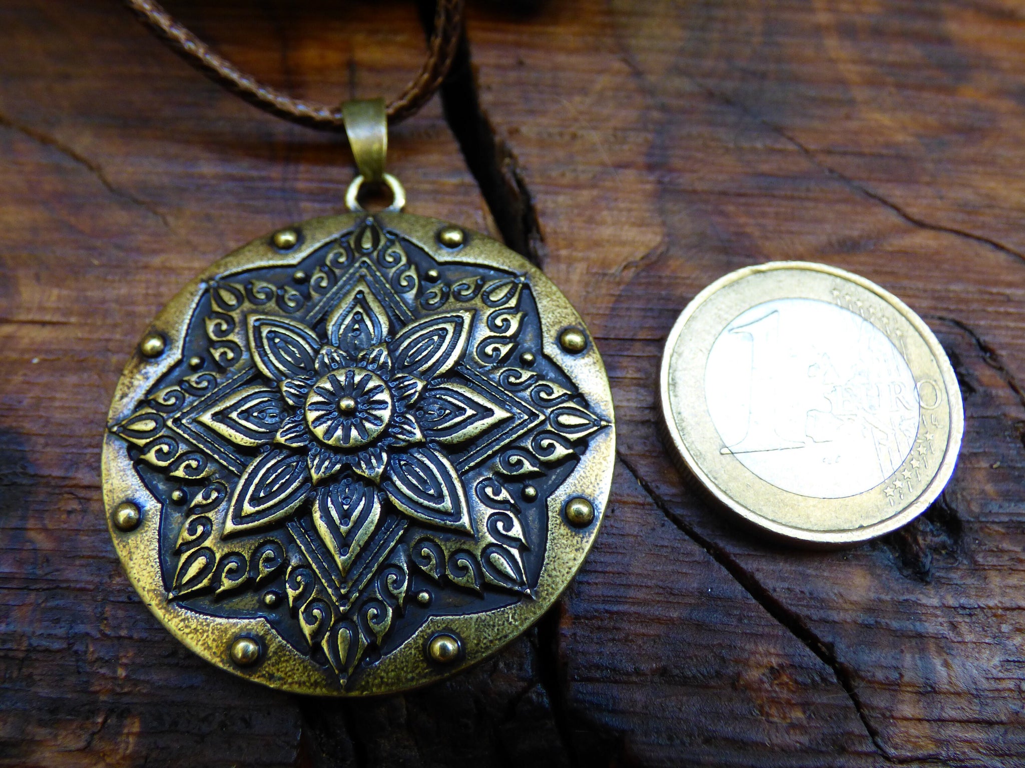Mandala Blumen Stern Amulet Kette (2) Antik Bronze ~Tibet ~HIPPIE ~GOA ~Boho ~Tibet  ~Ethno ~Nature ~Esoterik ~Ethnic ~Indian