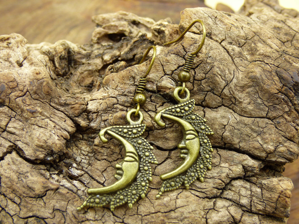 Sonne & Mond Ohrringe aus  Antik Bronze ~HIPPIE ~GOA ~Boho ~Vintage ~Ethno ~Nature