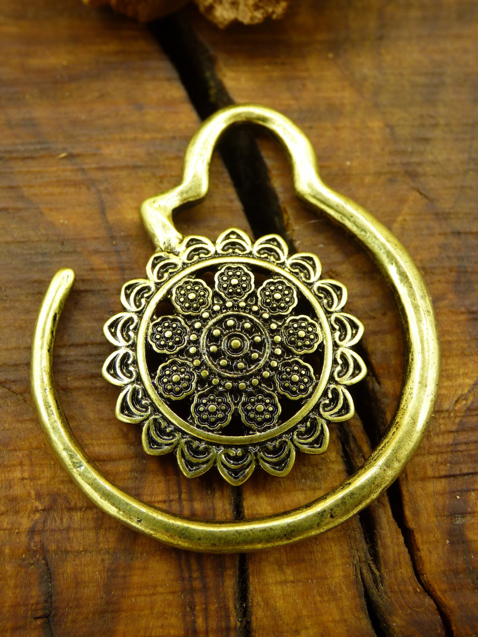 Paar Ohr Spirale Blume Mandala Messing ~GOA ~Hippie ~Vintage ~Indien ~Boho ~Ethno ~Kreolen