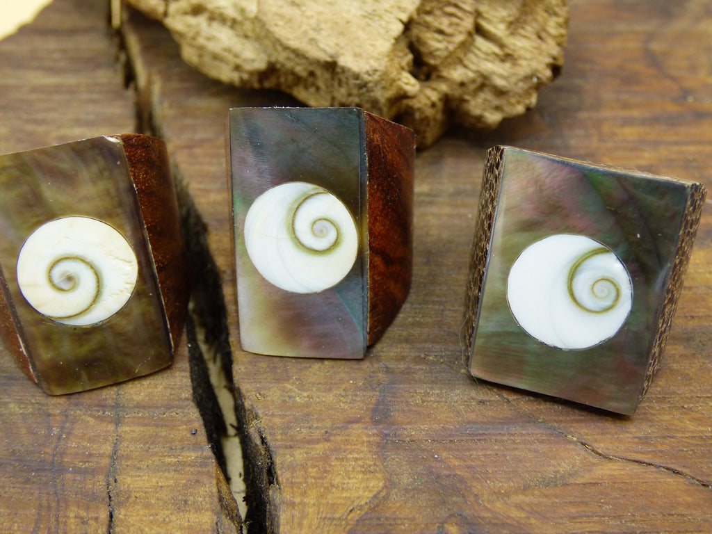 Wood Paua Snail &amp; Operculum Shell Ring/Dread Bead ~ Dreadlock Jewelry Bead "Tibet" ~HIPPIE ~GOA ~Boho ~Ethno ~Nature ~Vintage ~Rasta