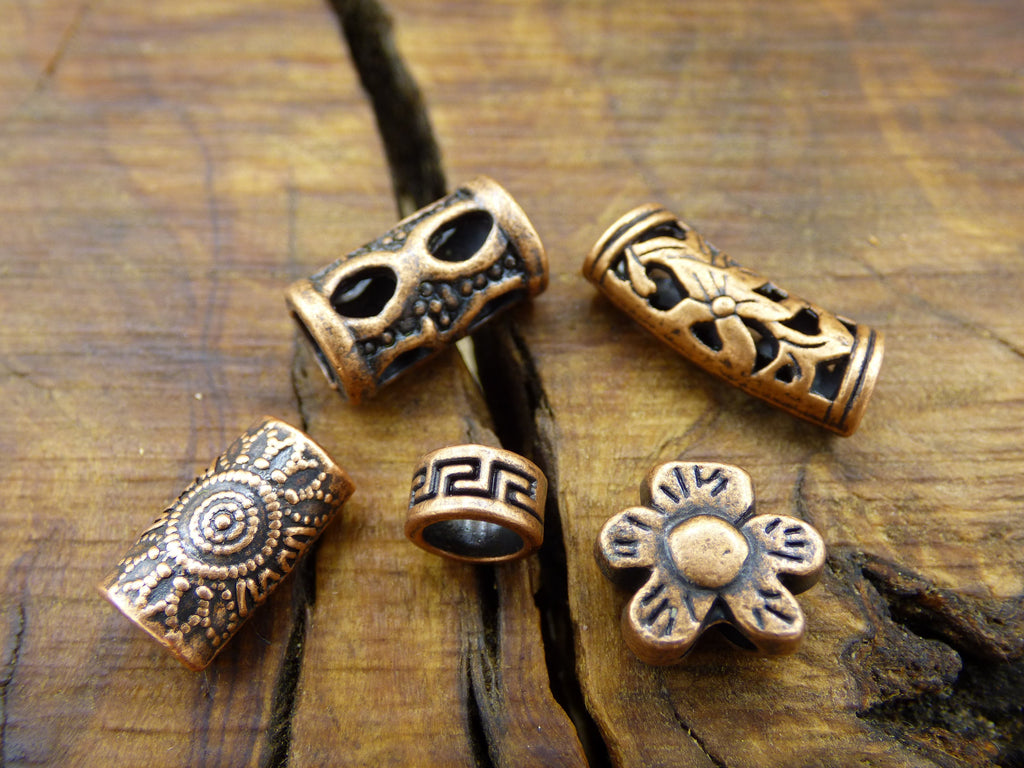 Copper Dreadlock Beads Beard Beads ~ Breads Dreads ~HIPPIE ~GOA ~Boho ~Ethno ~Nature ~Indian ~Vintage