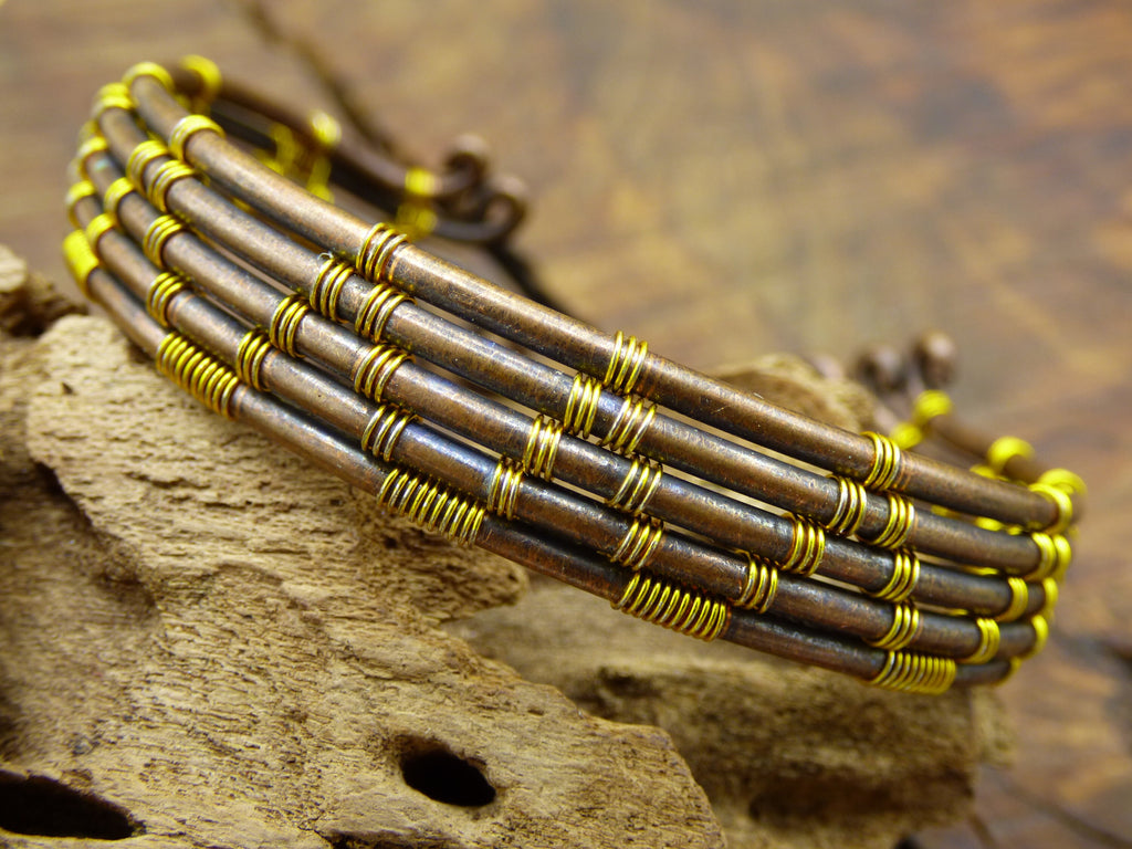 Wire bracelet / bangle brass wire ~ *Handmade unique* ~ GOA ~ Hippie ~Boho ~Ethno ~Indie ~Nature