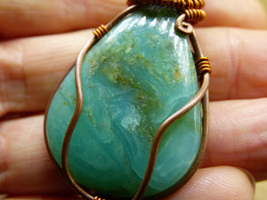 Peruvian Opal *~ Wire ~* ~  blaue Edelstein Kette mit Kupferdraht ~HIPPIE ~GOA ~Boho ~Ethno ~Nature ~Heilstein ~Energy ~Chakra ~Spirale