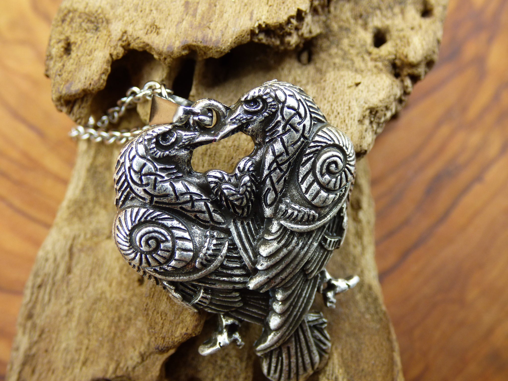 Raben Kette "Odin" ~ Amulet Kette Antik Bronze/Silber HIPPIE GOA Boho Tibet  Ethno Nature Esoterik Ethnic Lebensbaum Wurzeln Root Yin Yang