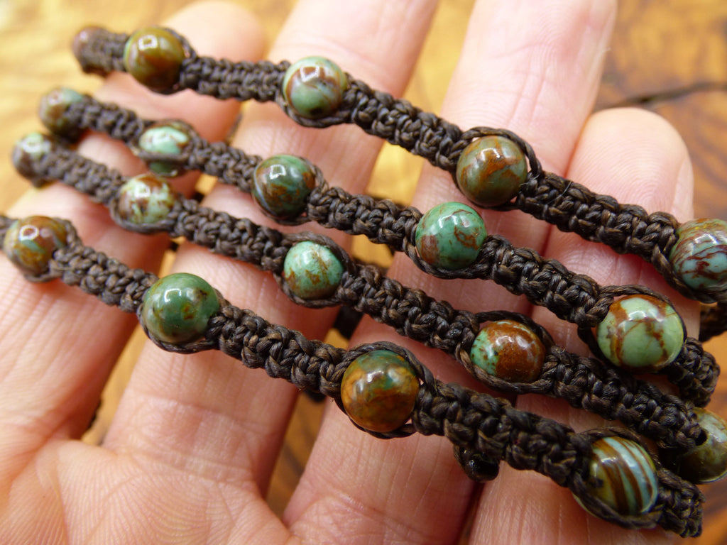 Opal green brown red ~ Gemstone macrame bracelet ~ GOA ~ Hippie ~ Boho ~ Ethno ~ Indie ~ Nature ~ Healing stone