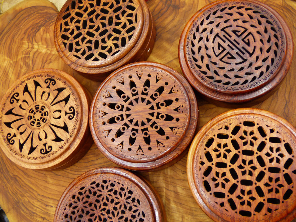 Wooden mandala censer incense burner brown incense herbs oriental bowl beautiful bowl gift wooden box storage jewelry stuff