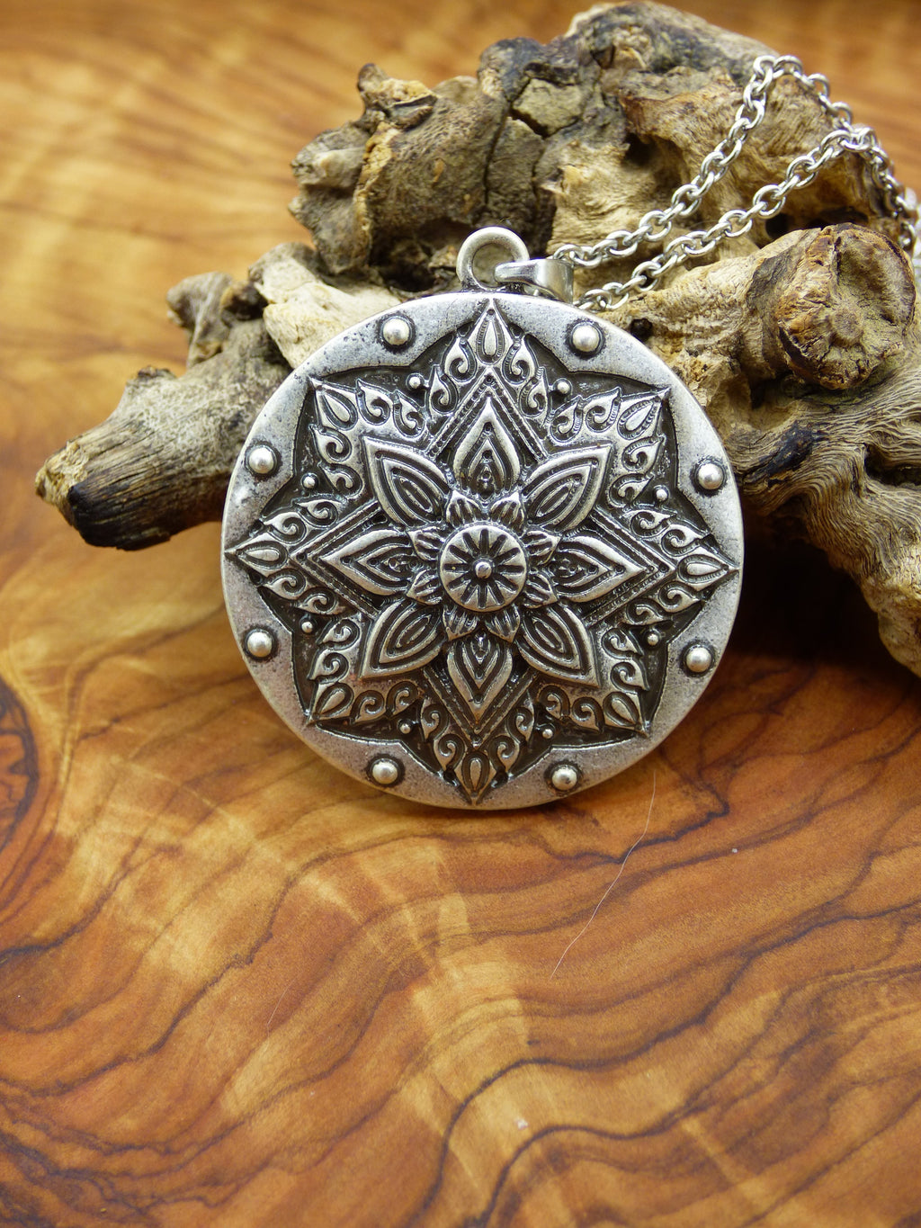 Mandala Blumen Stern Amulet Kette Silbern ~Tibet ~HIPPIE ~GOA ~Boho ~Tibet  ~Ethno ~Nature ~Esoterik ~Ethnic ~Indian