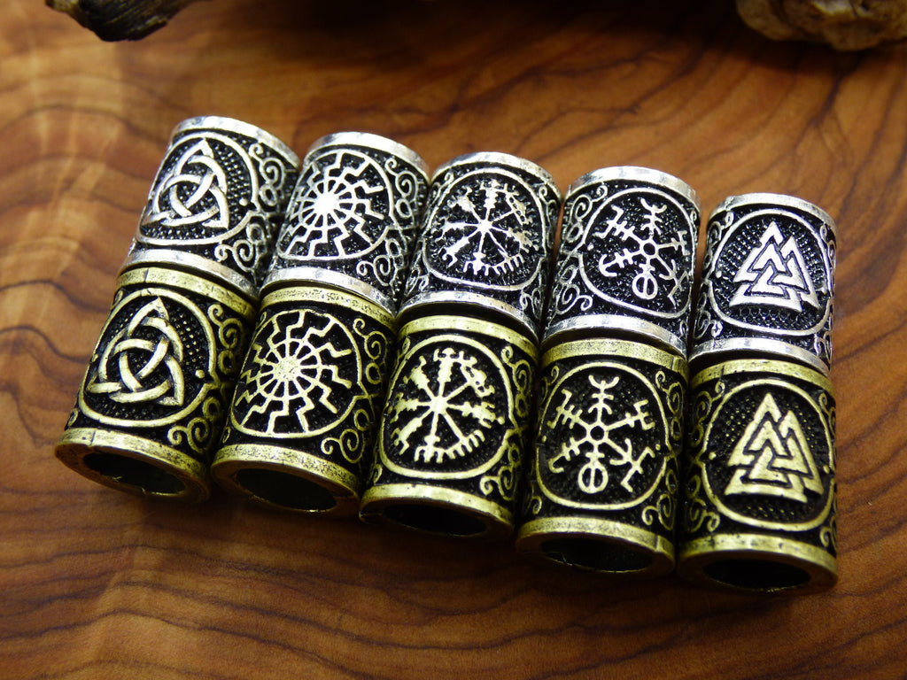 Messing Dreadlock Perlen Runen Bronze/Silber Kelten Kraft Odin Germanen Bartperlen Breads Dreads ~HIPPIE ~GOA ~Boho ~Nature ~Vintage Viking