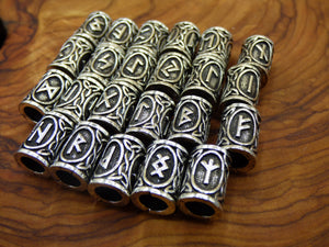 Messing Dreadlock Perlen Gold / Silber Runen Germanen Kraft Odin Bartperlen Breads Dreads ~HIPPIE ~GOA ~Boho ~Ethno ~Indian ~Vintage Viking