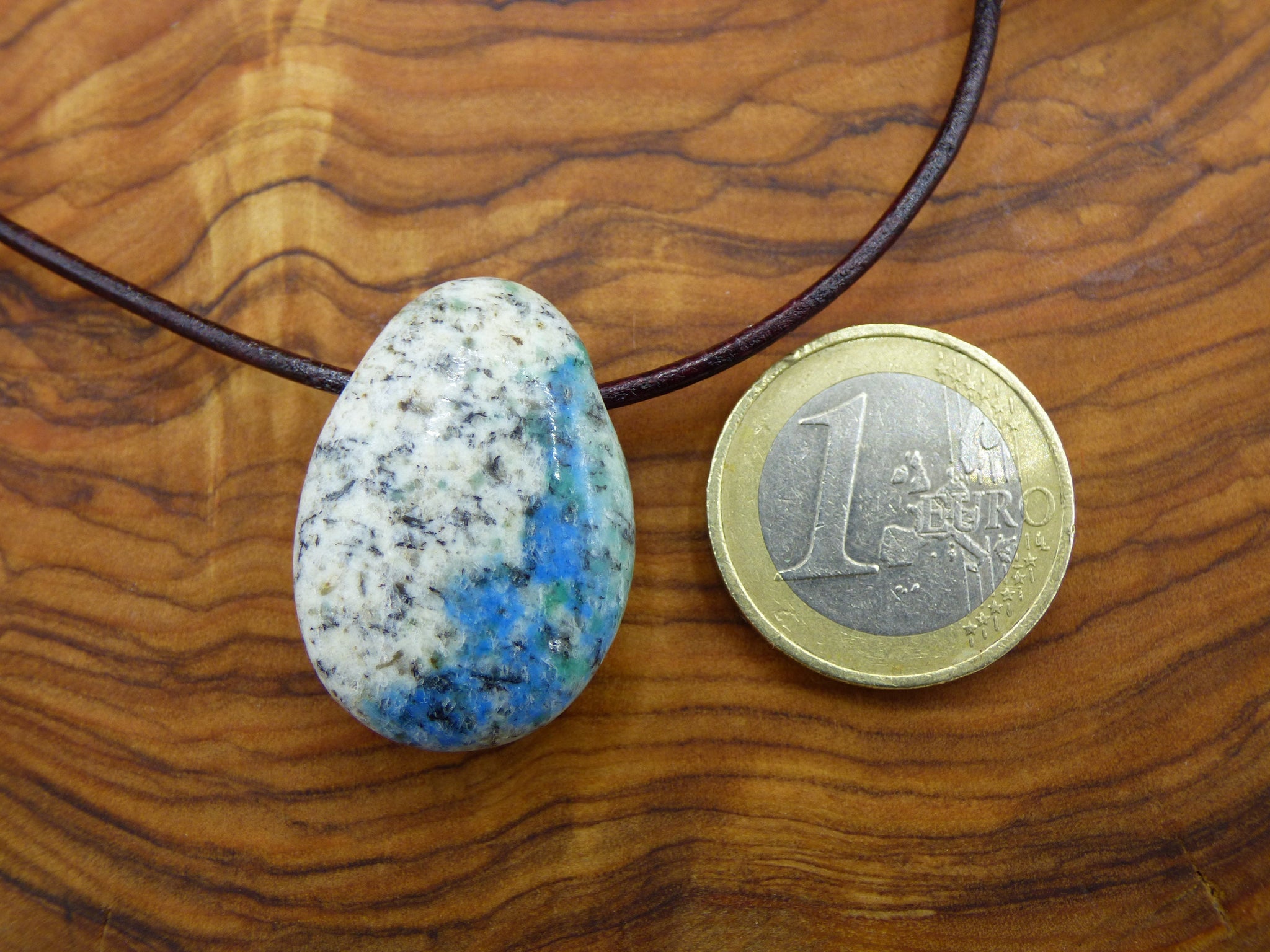k2 - Azurit in Granit ~ Edelstein Kette ~HIPPIE ~GOA ~Boho ~Ethno ~Nature ~Heilstein