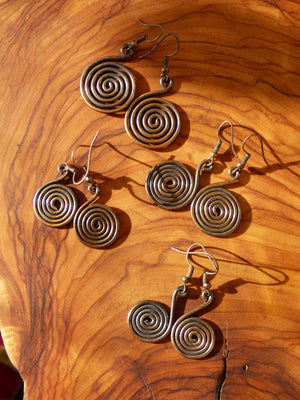 Spiralen Ohrringe aus Kupfer *~Wire~* ~HIPPIE ~GOA ~Boho ~Ethno ~Nature ~Energy ~Chakra ~Geometrie Kreise