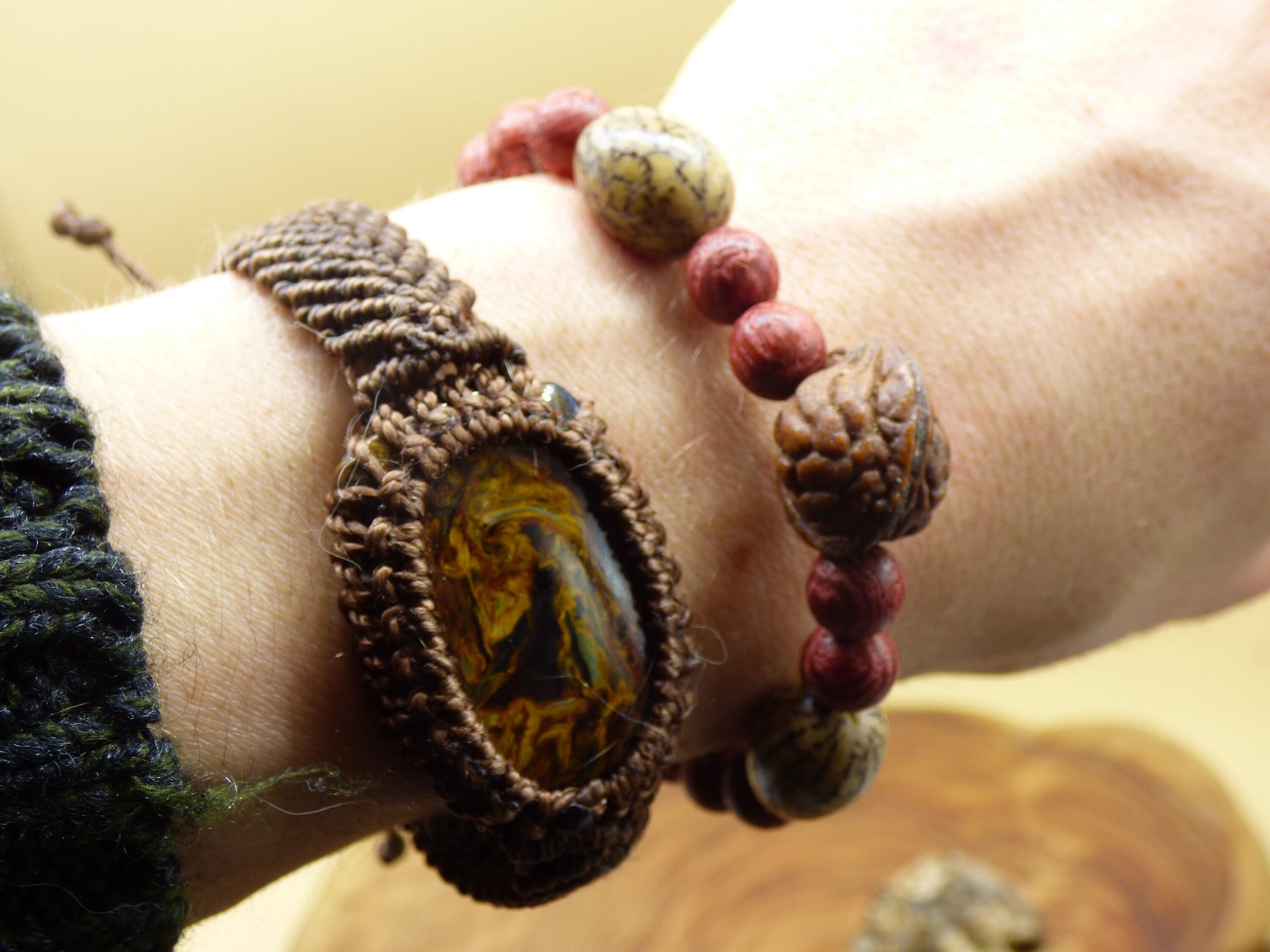Holz Perlen Armband Bodhi Tibet Holzperlen ~ Edelstein Armband ~GOA ~ Hippie ~Boho ~Ethno ~Indie ~Nature ~Heilstein