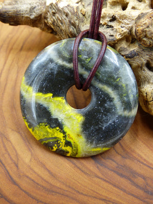 Eclipse Jaspis (Bumble Bee) Donut ~ Edelstein Kette ~HIPPIE ~GOA ~Boho ~Tibet ~Ethno ~Nature ~Donut ~Schutzsymbol ~Heilstein