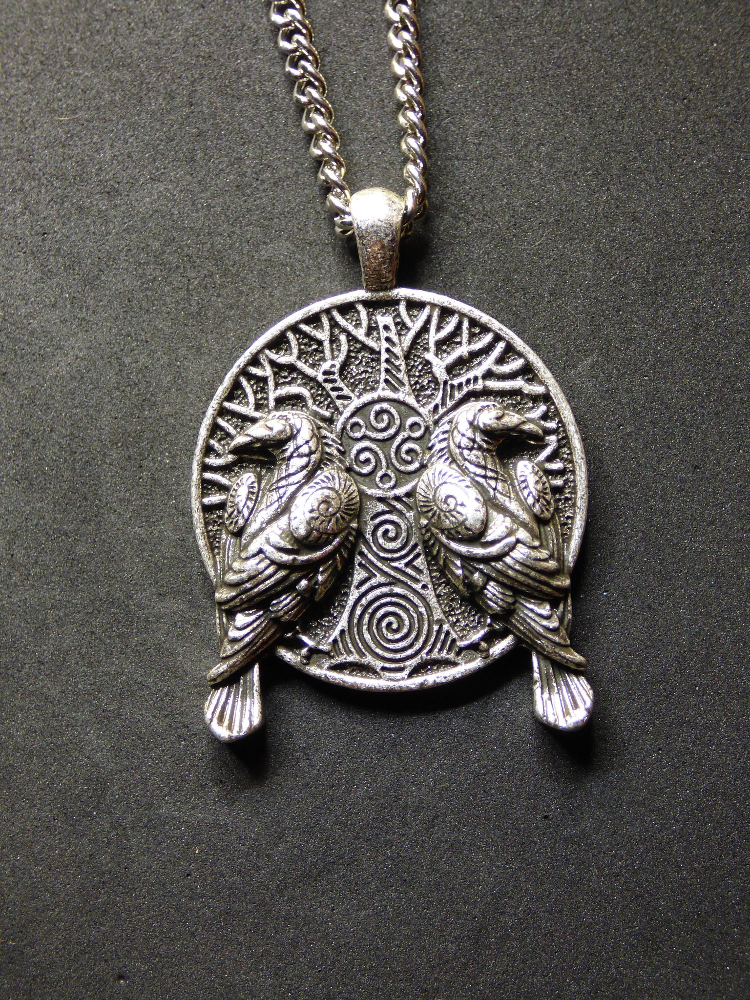Raben Baum ~ Amulet Kette Antik Silber Tibet HIPPIE GOA Boho Tibet  Ethno Nature Esoterik Ethnic Lebensbaum Wurzeln Root Viking Gothic Nacht