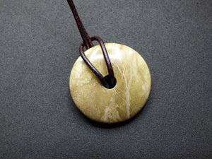 Limestone - Calcit "Caramel" braun ~ Edelstein Kette ~HIPPIE ~GOA ~Boho ~Tibet ~Ethno ~Nature ~Donut ~Schutzsymbol ~Heilstein