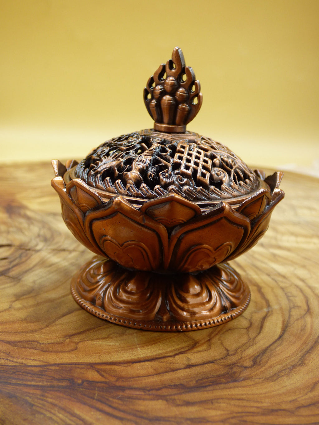 lotus incense burner red copper incense incense herb burner oriental bowl bowl herbs woods resin shaman witch gift