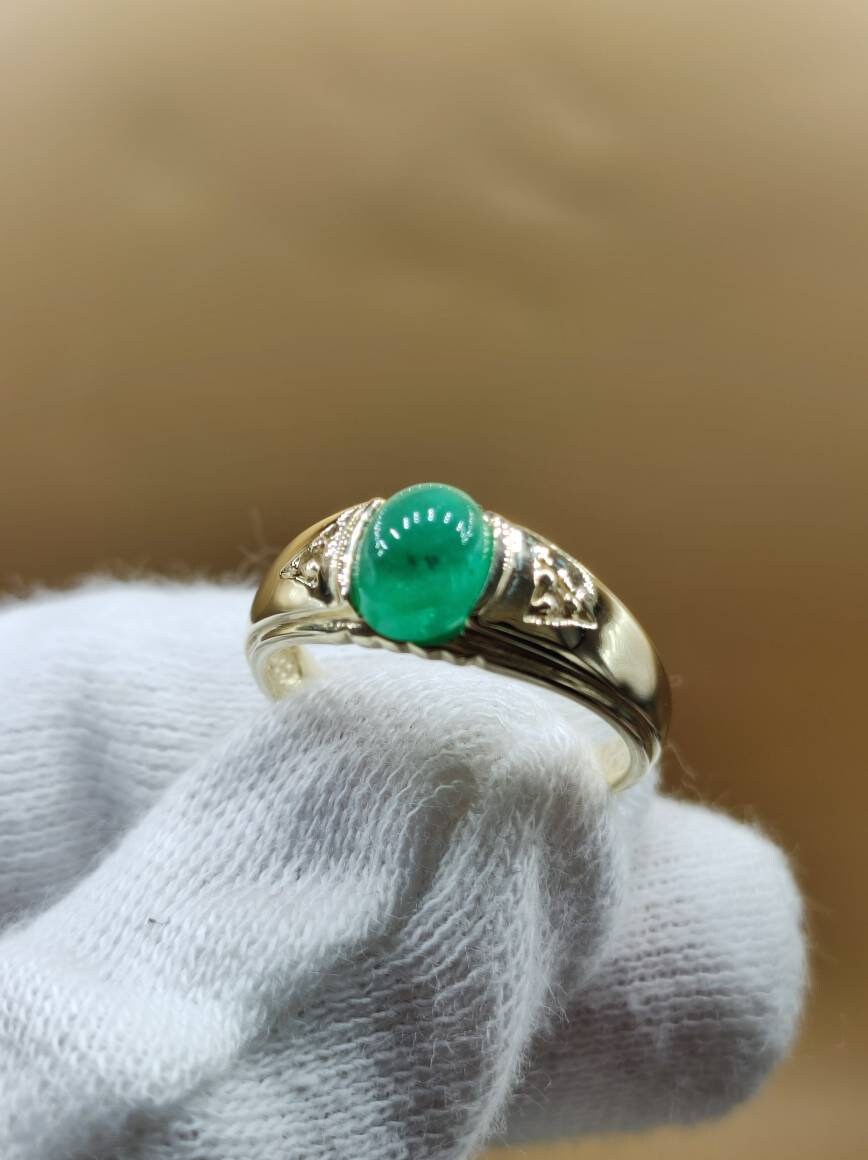 Smaragd & Weißtopas- 333 Gold Ring Größe 18 (56) - Edelstein Heilstein Energie Kraft Vintage Frauen Ring Schmuck Hochwertig Geschenk Edel