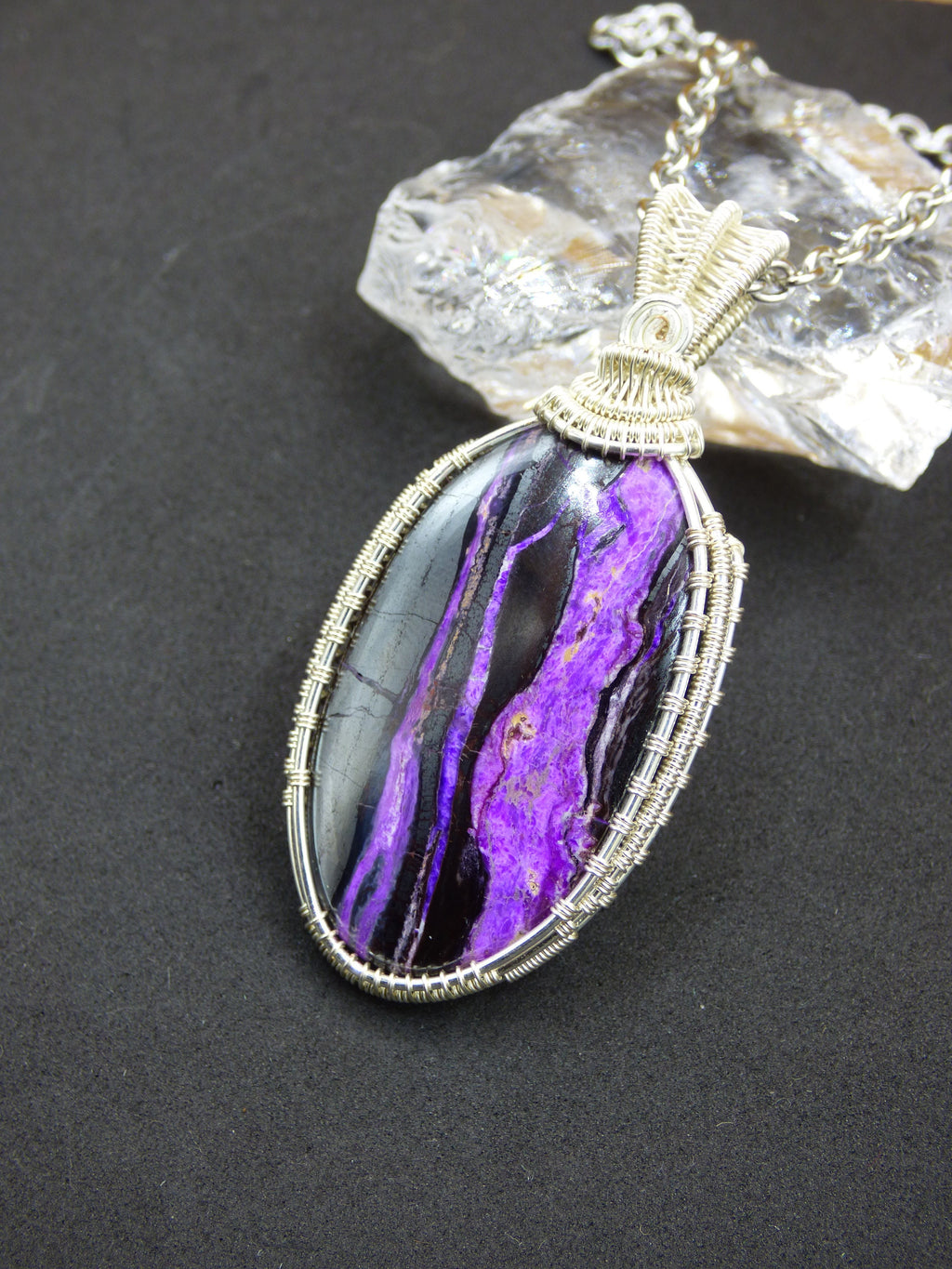 Sugilite Sugilith * ~ Wire ~ * ~ Purple Gemstone Chain Silver Copper Wire HIPPIE GOA Boho Ethno Nature Healing Stone Energy Chakra Spiral Purple