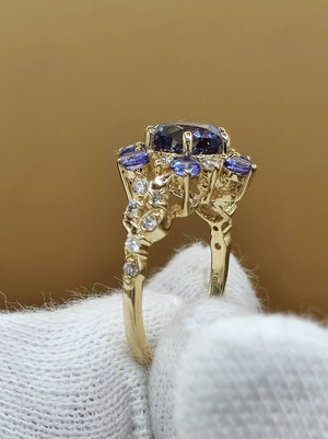 Traumhafter Tansanit AAA & Brillanten (Diamant) 750 Gelbgold Ring Größe 17 (53) Edelstein Heilstein Kraft Frau Ring Schmuck Hochwertig Edel
