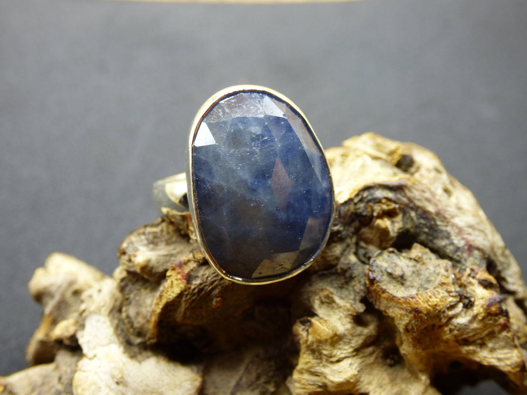 Saphir - Ring - 925 Silber Größe 18 (57) - Edelstein Heilstein Edel Energie Kraft Schmuck Hochwertig blau Verlobung Geschenk Frau Geburtstag