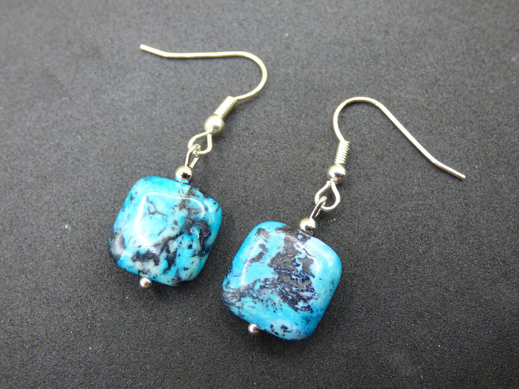 Variscite AAA ~ blue gemstone earrings ~ GOA ~ hippie ~ boho ~ ethnic ~ nature ~ healing stone ~ nature ~ earrings ~ stainless steel ~ rarity