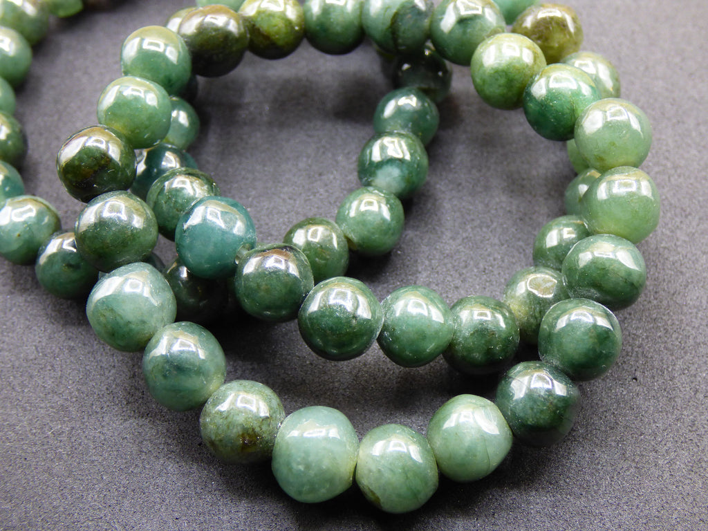 Jade Burma dunkel grün 9-9,5mm ~ Edelstein Armband Stretch hochwertige Jade grün natürlich Myanmar GOA Hippie Boho Nature Heilstein Energie