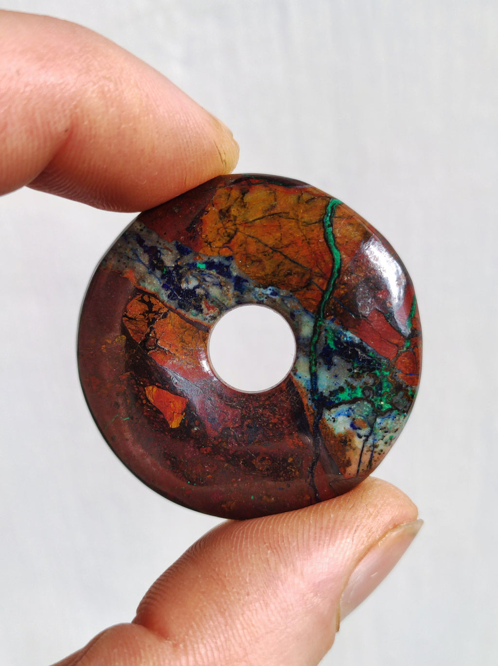 Zarinite Donut *Rarity* ~ Gemstone Necklace Protective Stone HIPPIE GOA Boho Nature Healing Stone Rare Flash ~Collector