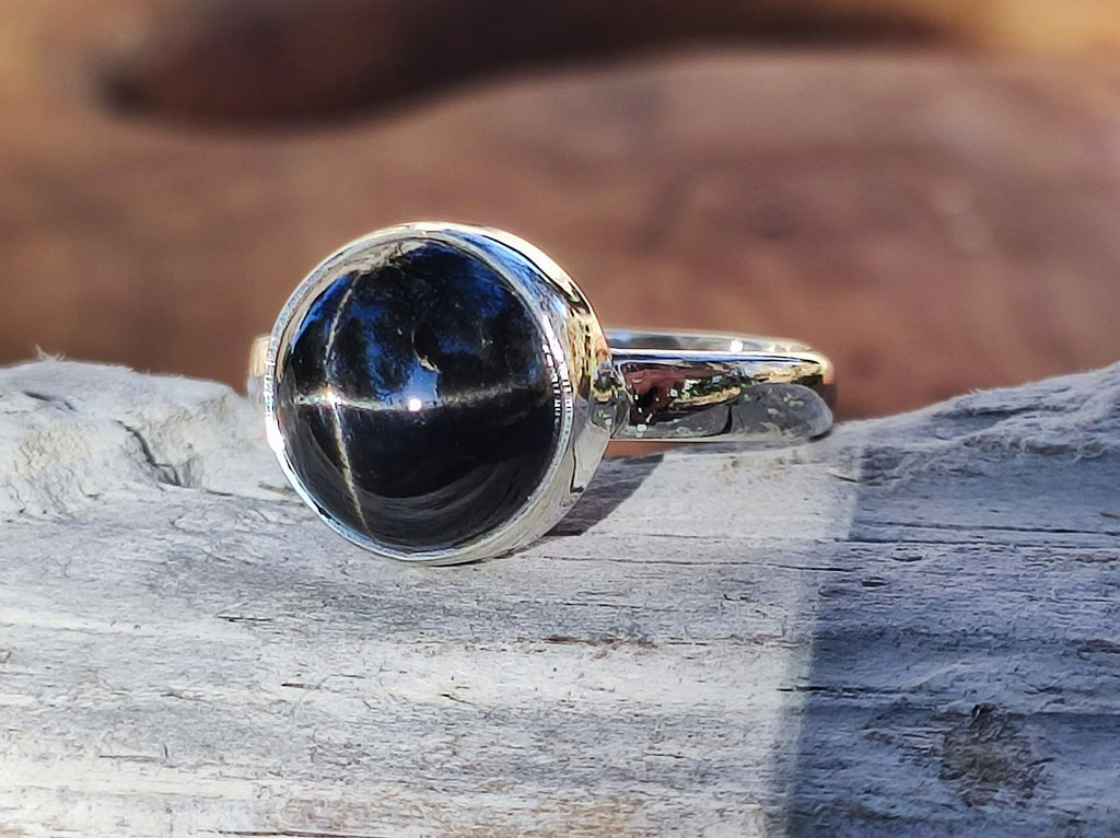 Star diopside - 925 silver ring size. 55 / 17.5 gemstone set natural healing stone rarity rare high quality noble gift woman birthday