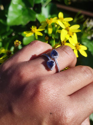 Saphir - Ring 925 Silber Größe verstellbar Edelstein Heilstein Edel Energie Kraft Schmuck Hochwertig blau Verlobung Geschenk Frau Geburtstag