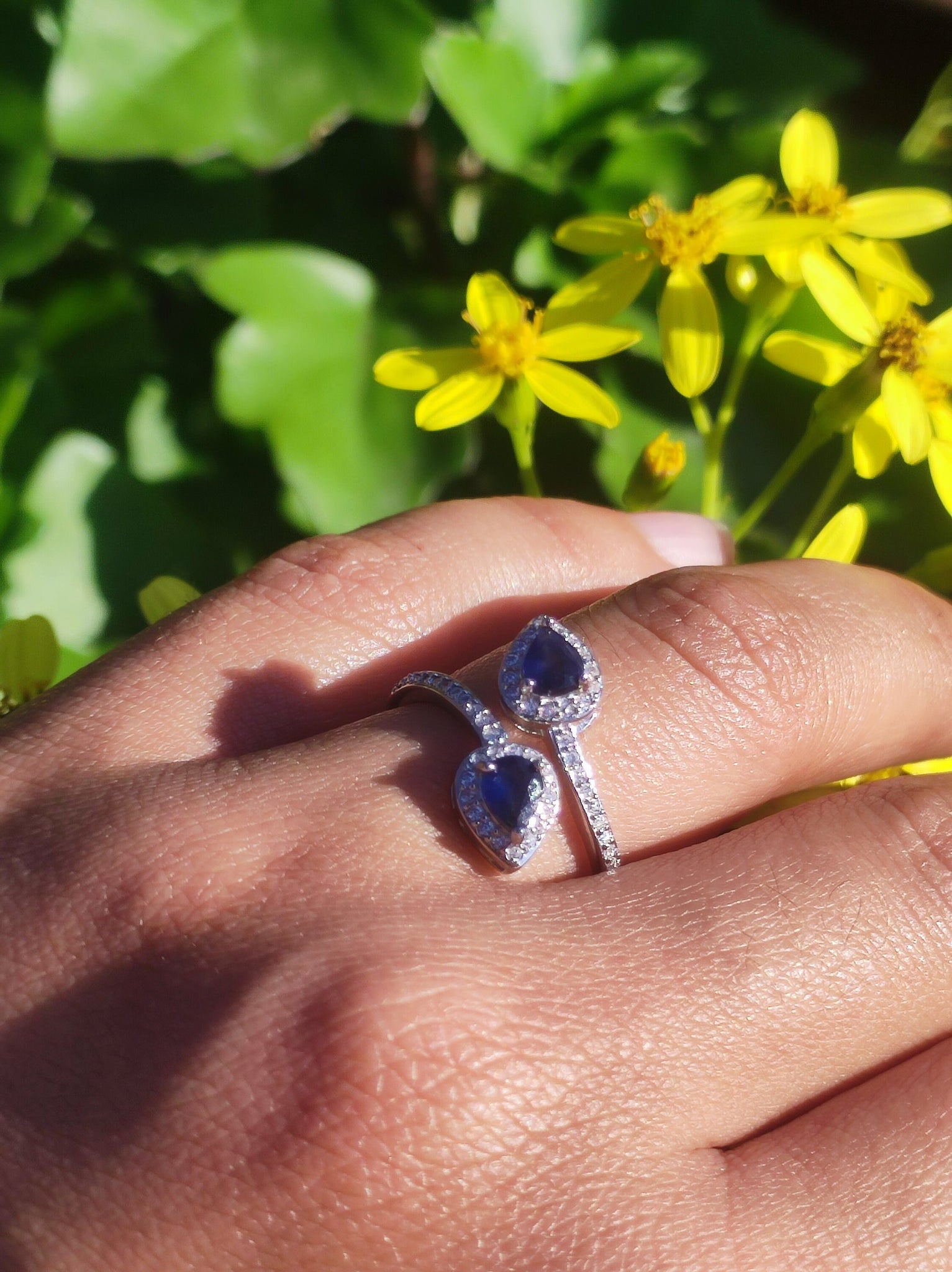 Saphir - Ring 925 Silber Größe verstellbar Edelstein Heilstein Edel Energie Kraft Schmuck Hochwertig blau Verlobung Geschenk Frau Geburtstag