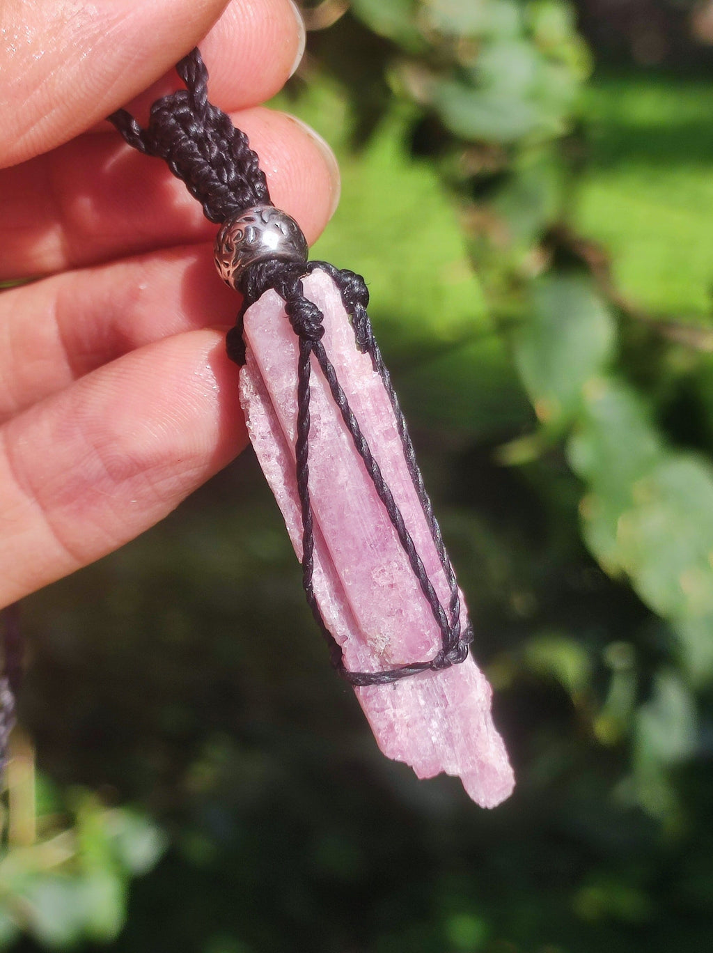 Rubellite Pink / Pink Tourmaline ~ Macrame Gemstone Necklace Natural Rarity Healing Stone Crystal HIPPIE Boho Man Woman Gift He Her Raw Mineral
