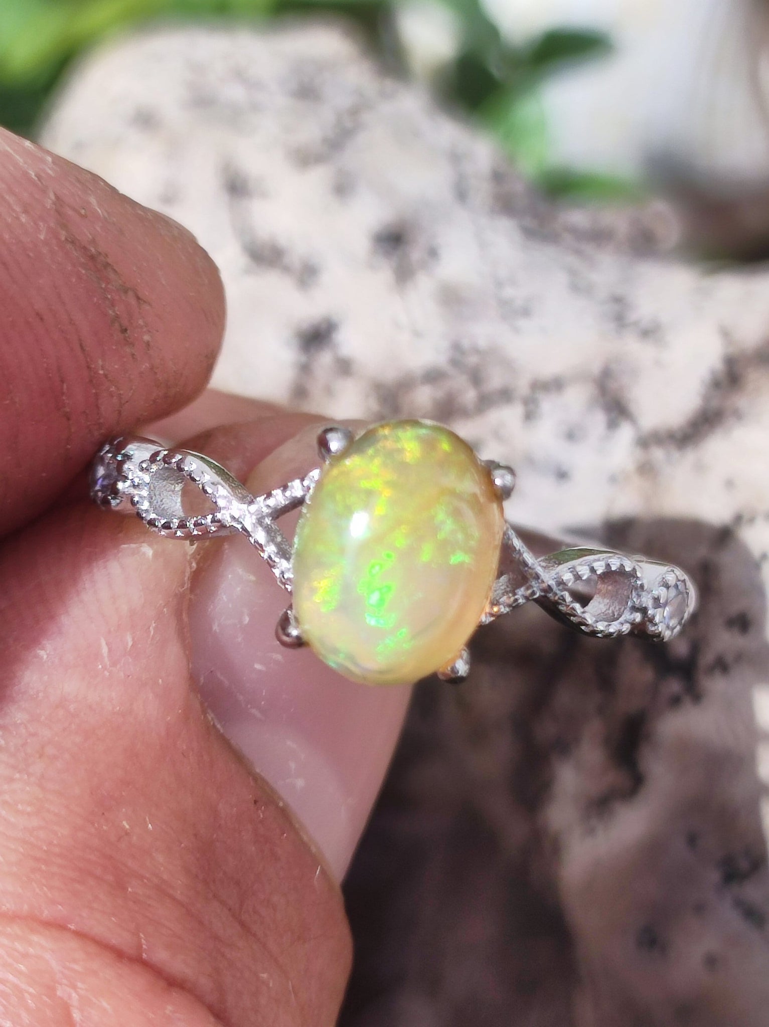 Ethiopian Opal AAA - 925 Silber Ring verstellbar - Edelstein Heilstein Energie Kraft Vintage Frauen Ring Hochwertig Geschenk Sie Frau Mutter
